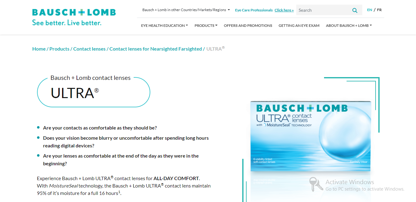 Bausch + Lomb Ultra® Contact Lenses | Get All Day Comfort