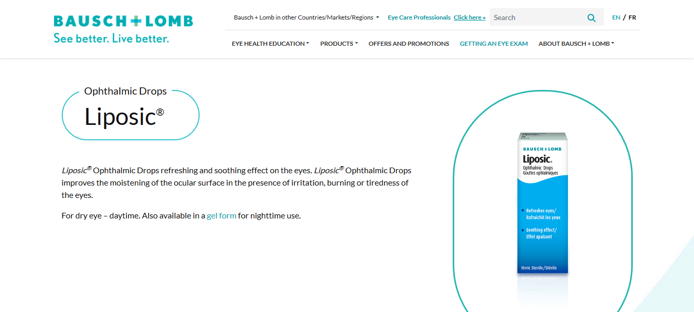 Bausch + Lomb Liposic® Ophthalmic Drops to Refresh Eyes
