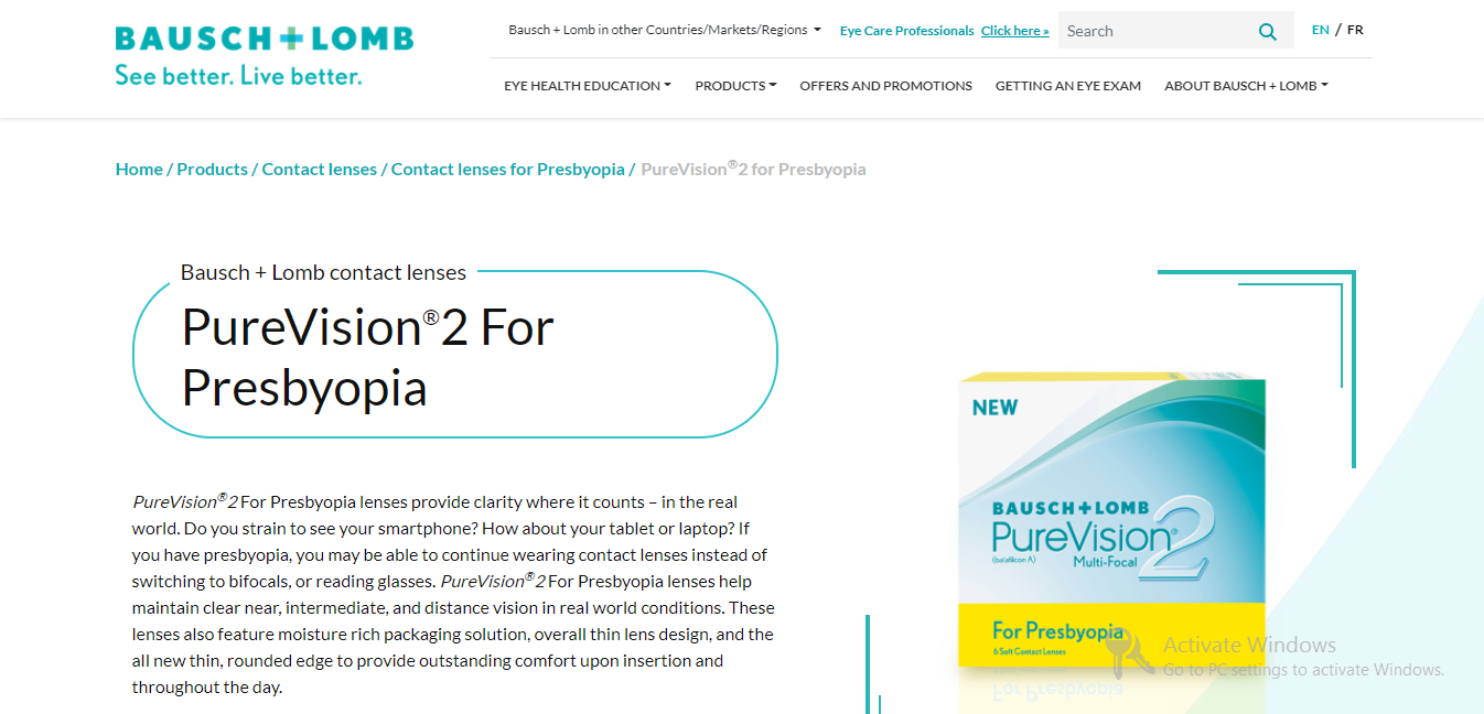 Bausch + Lomb Contact Lenses | PureVision®2 For Presbyopia