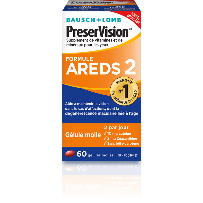 Supplément de vitamines et de minéraux pour les yeux PreserVisionMD formule AREDS 2
