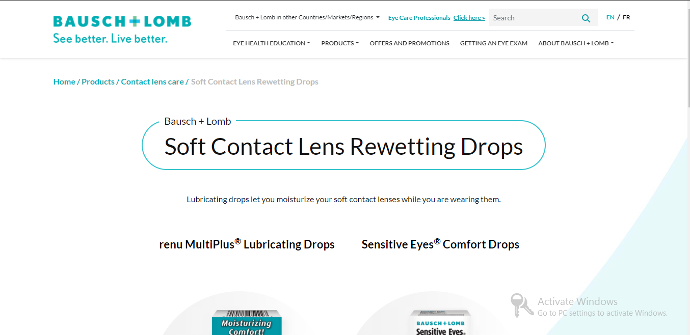 Bausch + Lomb Soft Contact Lens Rewetting Drops